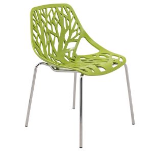 Curvy Forest Modern Dining Chair - Plastic/Chrome