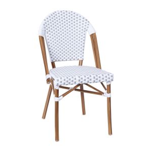 French Bistro Chair - Bamboo aluminum frame - White and Gray 