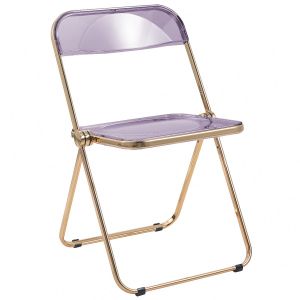 Lance Acrylic Folding Chair with Gold Metal Frame