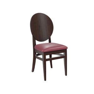 Cecilia Classic Round-Back Dining Chair with upholstered seat - Burgundy