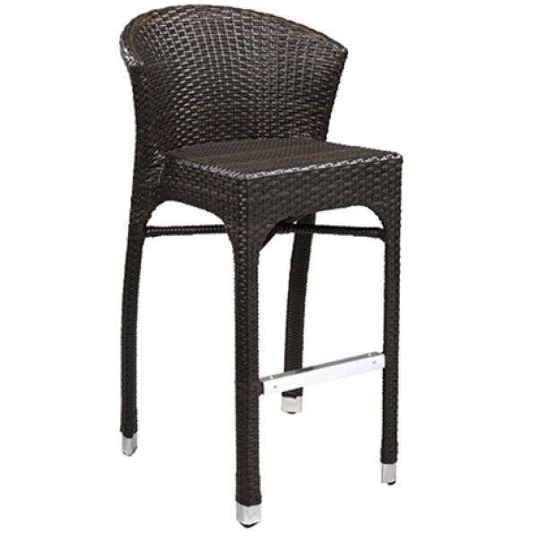 Wicker Round Back Bar Stool Brown, Wicker Outdoor Bar Stools With Backs